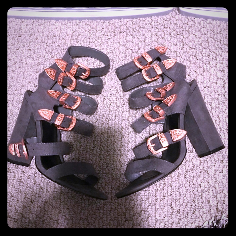 Rose gold buckle heels